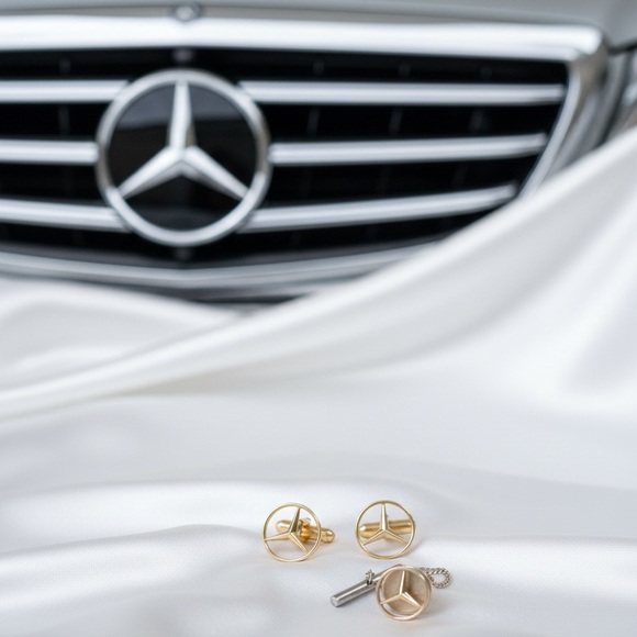 Mercedes Benz Vintage 90’s Gold Tone Cufflinks & Tie Tack Set - Picture 8 of 10